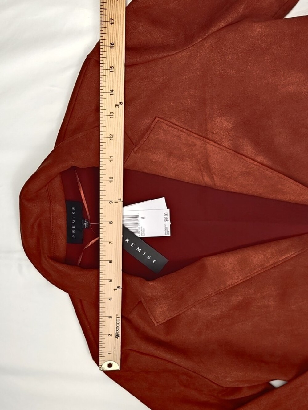 Premise Women's Rust Faux Suede Blazer Longcoat Size Medium NWT - Picture 5 of 9